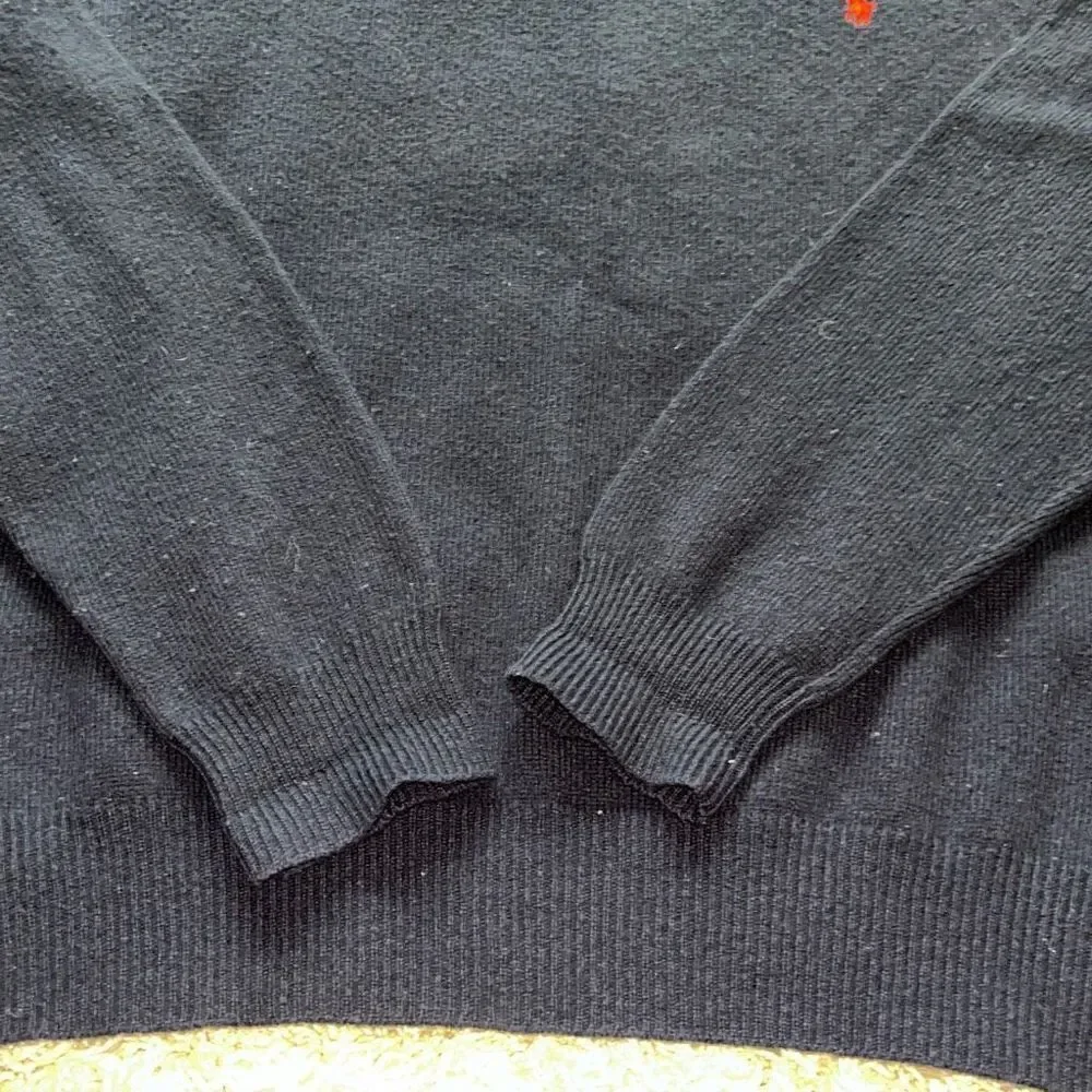 POLO RALPH LAUREN Men's Pure Lambswool Warm Soft Navy V-neck Jumper, size L